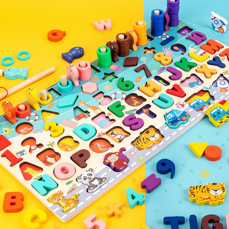 Early Education Multifunctional Logarithmic Board Young Children'S Shape Cognition Matching Puzzle Digital Puzzle 3 To 6 Years Old Educational Toys - Image 1